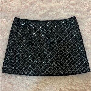 H&M Black Mini Skirt with Silver Sequin Lattice